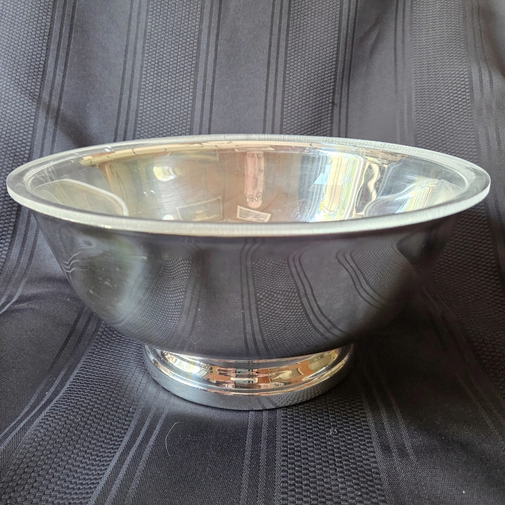 Gorham Silverplate Footed Bowl 9 Inch YC 781 Paul Revere Style Plastic Liner